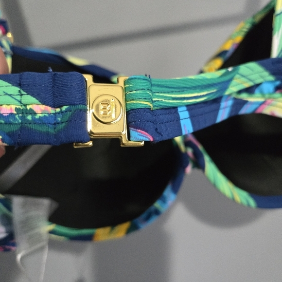 Women's Bleu Rod Beattie Bikini Top Size6 Blue Green Floral - Picture 6 of 9